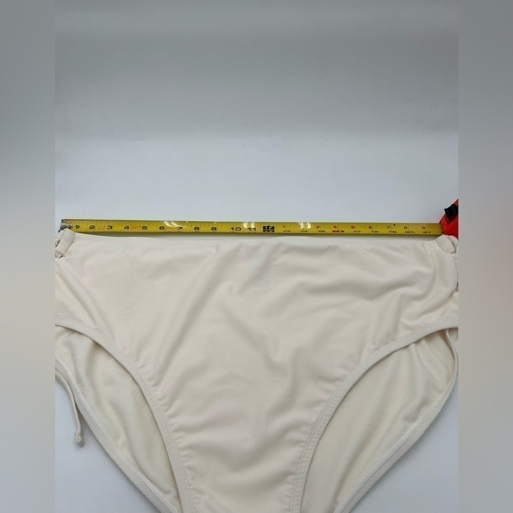 Time and Tru Women White Bikini Bottoms Adjustable Side Stripes Size 3X